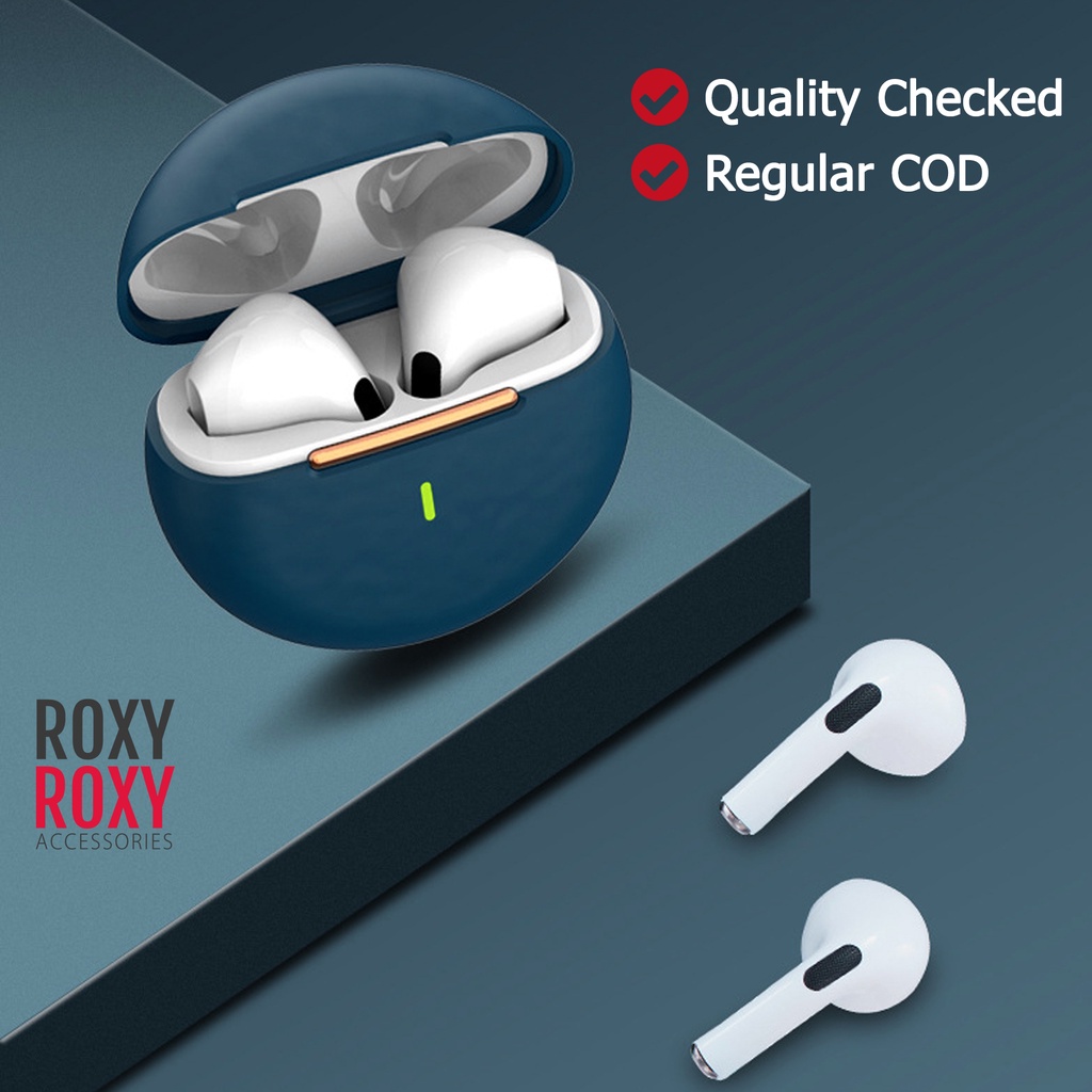 Roxyroxy Earphone TWS Bluetooth Pro 6 Headset Wireless Bluetooth 5 Nirkabel