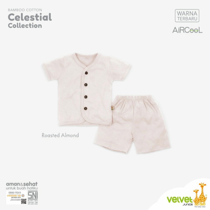 VELVET Junior Celestials Setelan Lengan Pendek Kancing Depan Baju Bayi