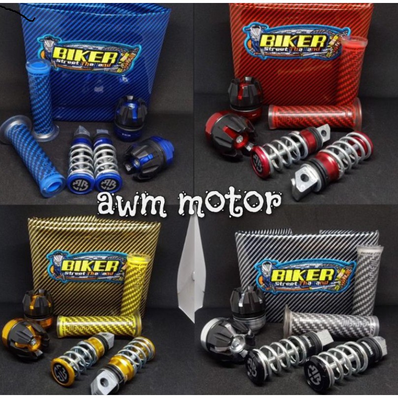 [ Paket 4 item ] Kulit Jok Karbon + Grip Karbon + Per Step + Jalu As Universal