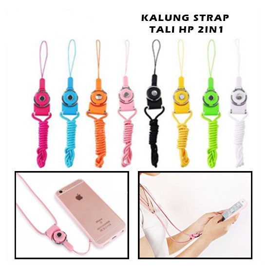 Kalung Tali 2in1 Gantungan HP gantung leher Nametag Flashdisk Name Tag Id Card Strap kartu idcard