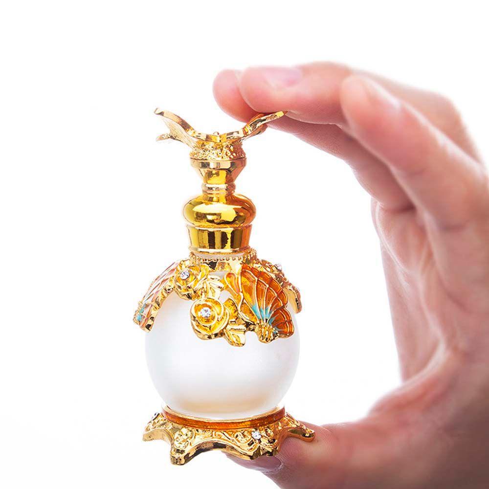 Rebuy Gold Butterfly Botol Parfum 4warna 15ml Tutup Logam Gaya Arab Dekorasi Pernikahan Hadiah Botol Kosong Isi Ulang