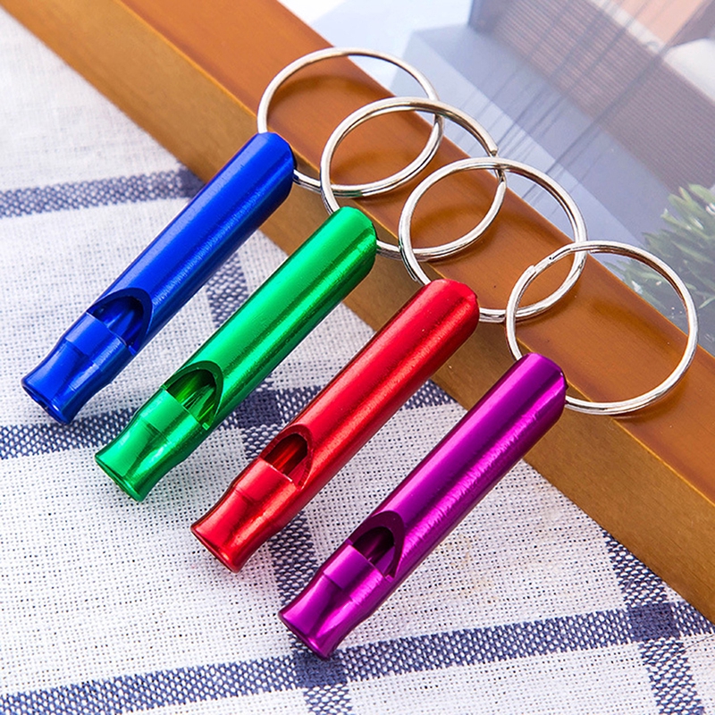 Outdoor Sport Survival Ukuran Mini Peluit Wasit Hiking Berburu Alat Aluminium Multifungsi Pelatihan Whistle Pendant Dengan Gantungan Kunci