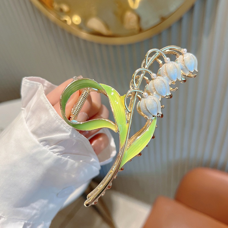 Jepit Rambut Bentuk Bunga Anggrek Bahan Metal Untuk Wanita