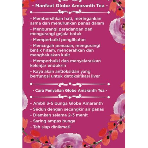 

LGR Globe Amaranth Tea sachet 10gr EW GCK