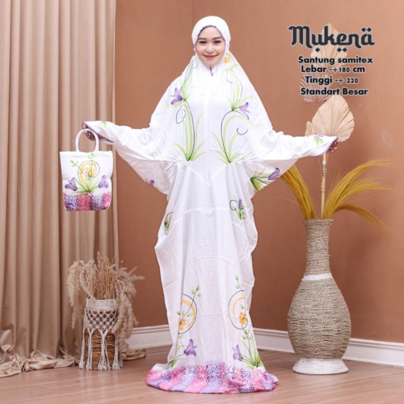 Mukena Lajur Rayon Santung Dewasa Polos Warna Fashion Muslim Wanita Muslimah