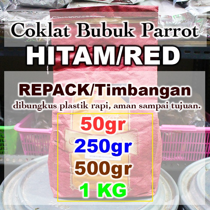 

Cocoa Parrot Burgundi RED ( Cokelat Bubuk ) 100 gram