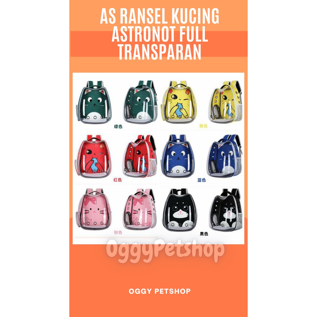 Tas Ransel Kucing Astronot Full Transparan Pet Cargo Tas Hewan - 6 Pilihan Warna