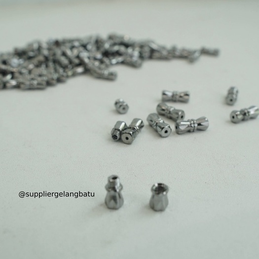 Aksesoris stopper putar 10mm silver bahan rangkai gelang kalung tali