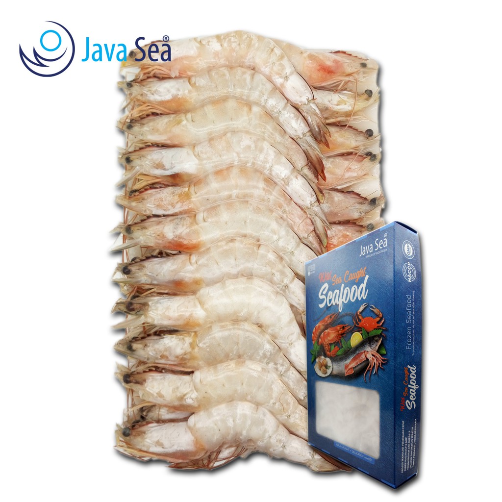 

JAVA SEA Udang Laut Utuh Ada Kepala Beku HO W 30/35 pack 1kg