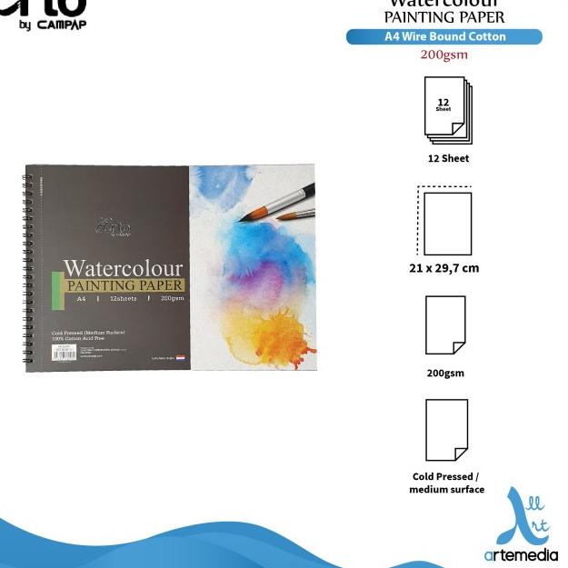 

♡ Arto A4 Cotton Watercolor Wire-O Book - COTTON 200gsm ⅎ