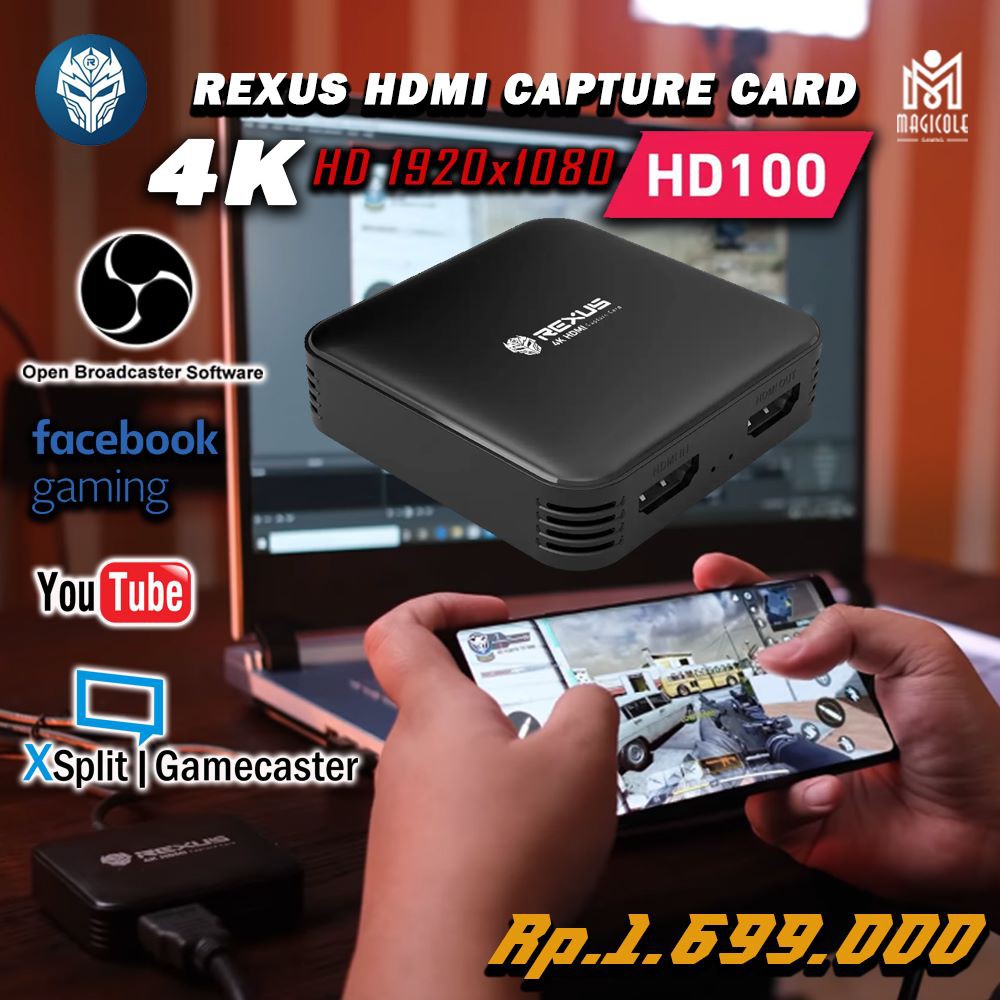  Rexus  HDMI 4K Game  Capture  Card Stream and Record HD100 
