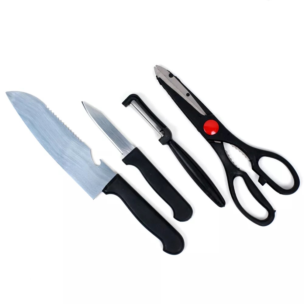 [Bellarosashop] Pisau dan Gunting Set Dapur 4in1