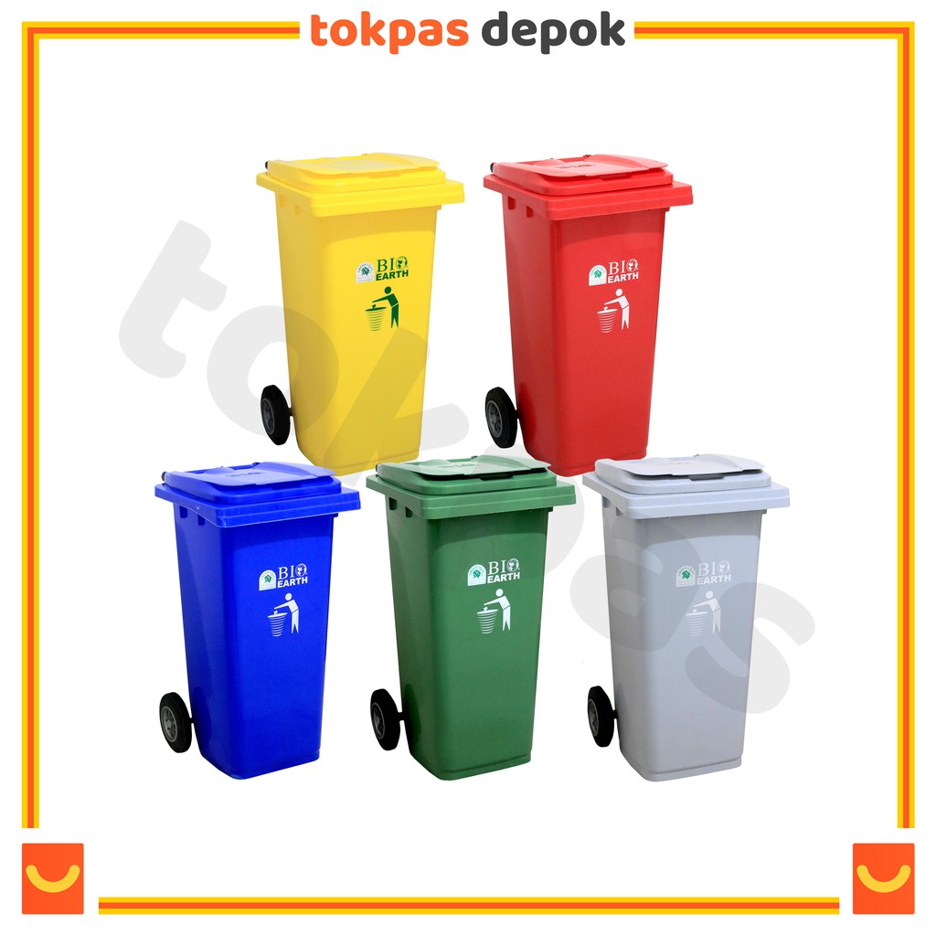 tempat sampah green leaf 2312 roda dorong 120 liter besar bio dustbin gl 115