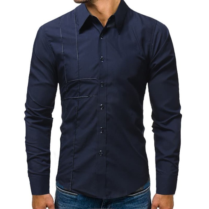 Kemeja Pria Remaja Terbaru Laki-laki Import Lengan Panjang Adem M8V6 Hitam Murah Slim Fit Putih Halu