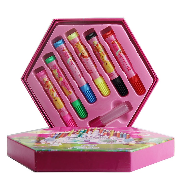 Crayon Set 4 Susun Pensil Warna isi 46 Pcs Cat Air Spidol Alat gambar