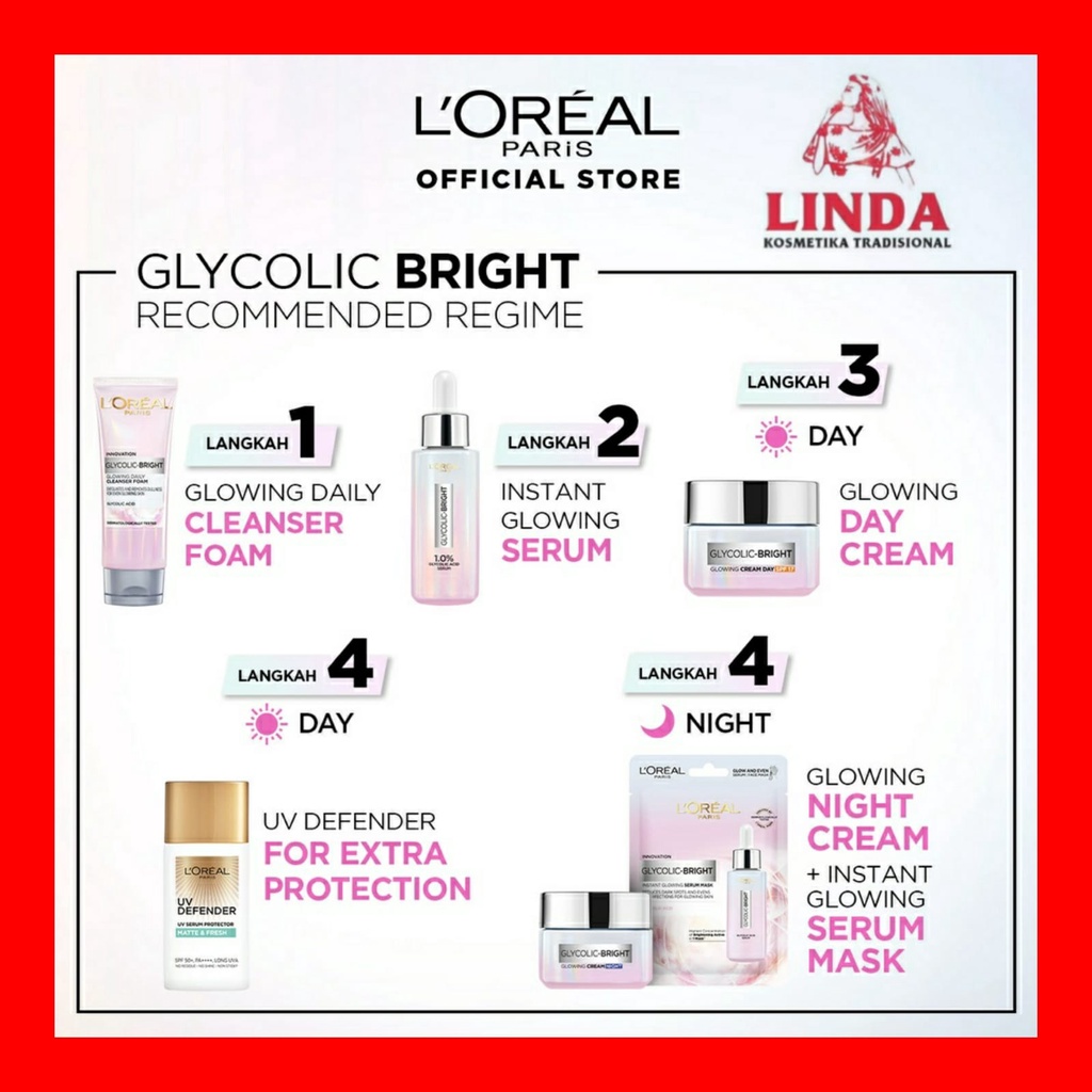 LOREAL GLYCOLIC-BRIGHT DAY &amp; NIGHT 50ML