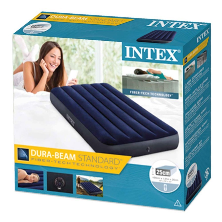 INTEX 64757 Kasur Angin Twin Dura-Beam Airbed Blue 99x191x25 Air bed