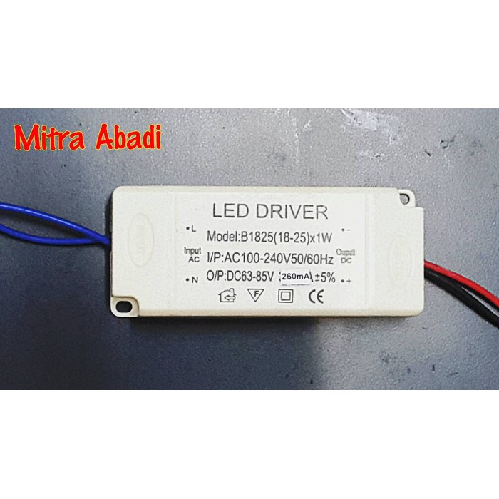 LED Driver 18-25*1 Watt Casing Plastik