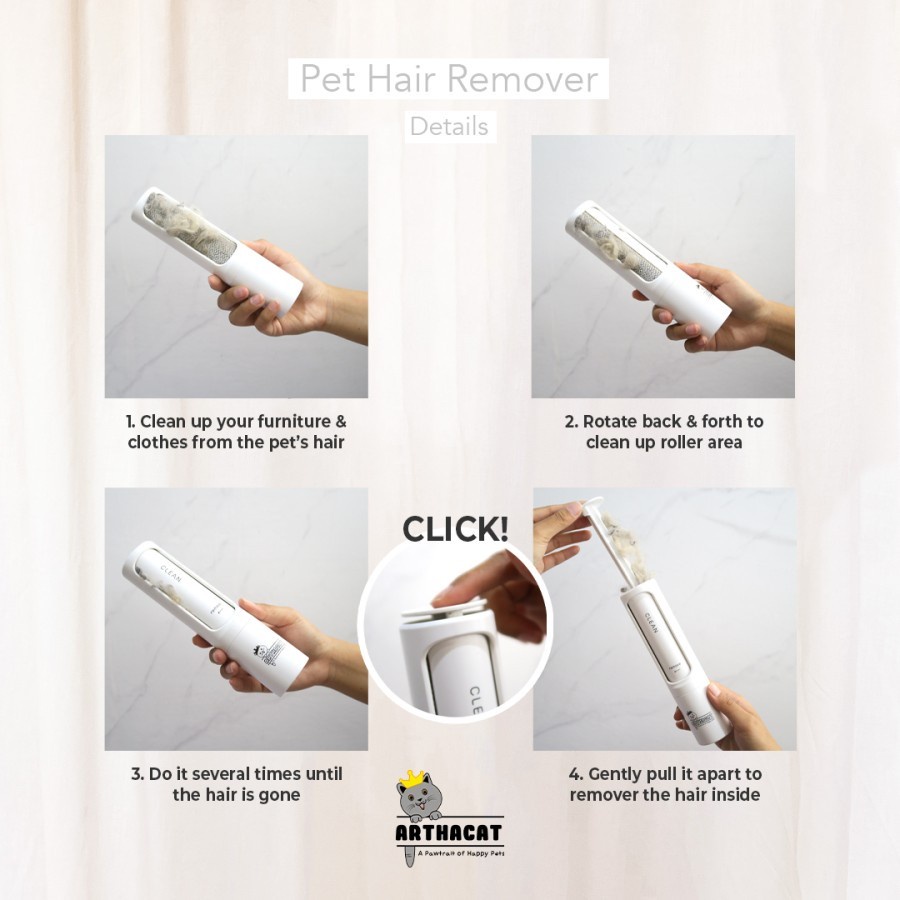 Arthacat Pet Hair Remover - REUSABLE Roll Pembersih Bulu