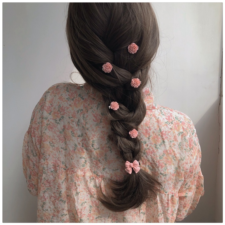 IFYOU Jepit Rambut Scrunchies Bentuk Pita Hati Bunga Warna-Warni Untuk Wanita