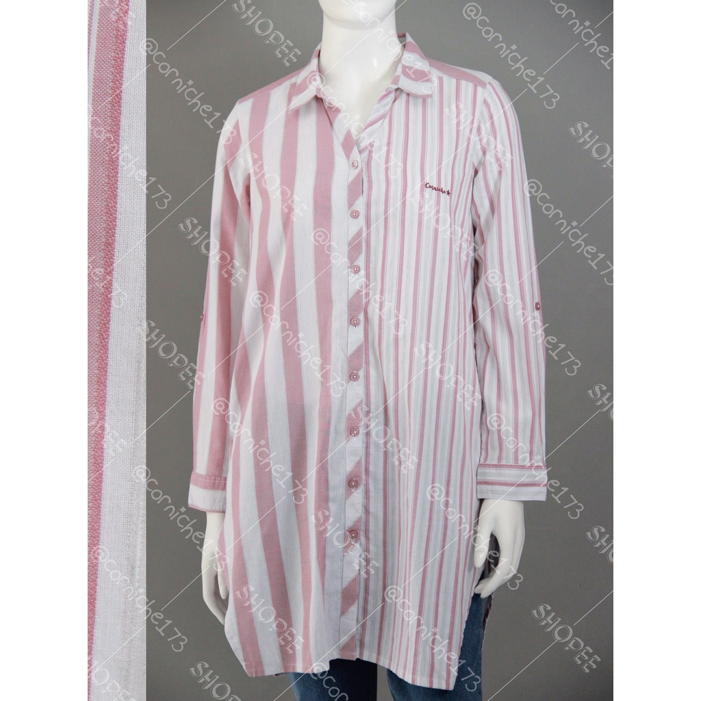 Corniche Vin Long Shirt Putih Merah - TB231392