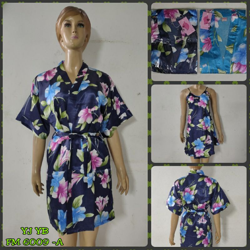 kimono 3in 1 satin bunga dewasa