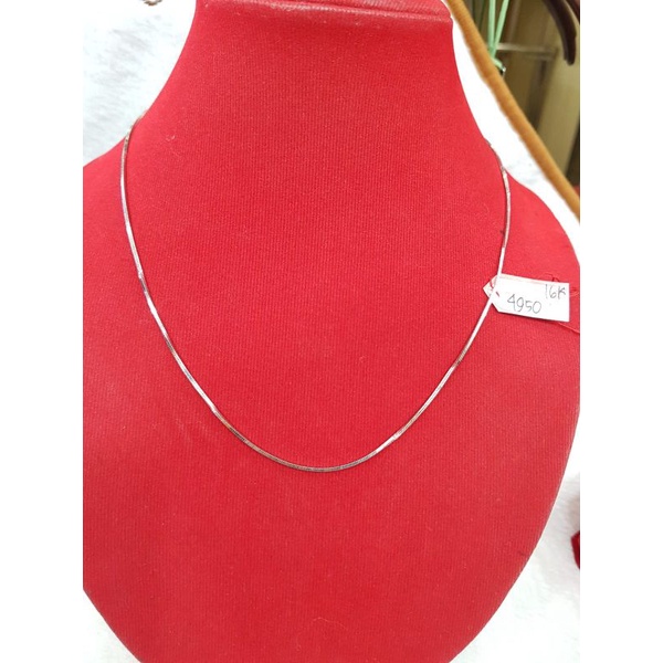 KL421J226J kalung white gold model italy square emas putih asli berat 4.950 pj 43.6cm kadar 70% 16k 
