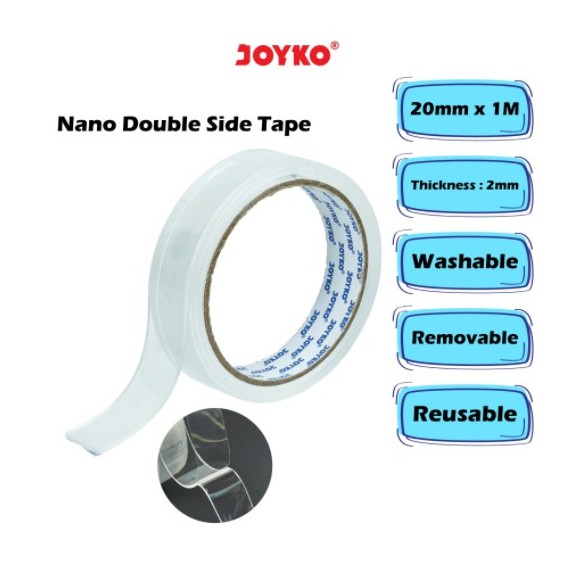 

Nano Double Sided Tape Isolasi Selotip Dua 2 Sisi Joyko 20 mm x 1 Meter NDST-A01-20