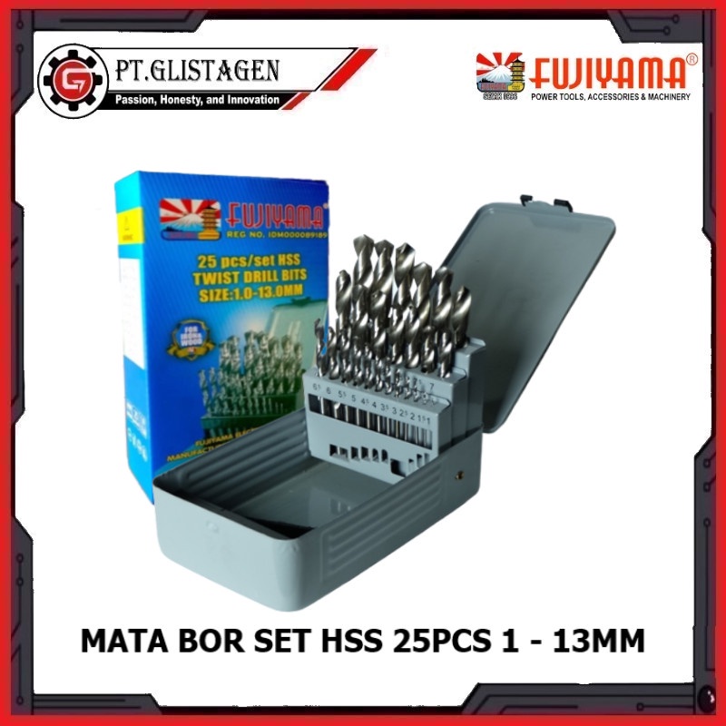 Mata Bor Set Besi Kayu Aluminium HSS 25Pcs Drill Bits FUJIYAMA