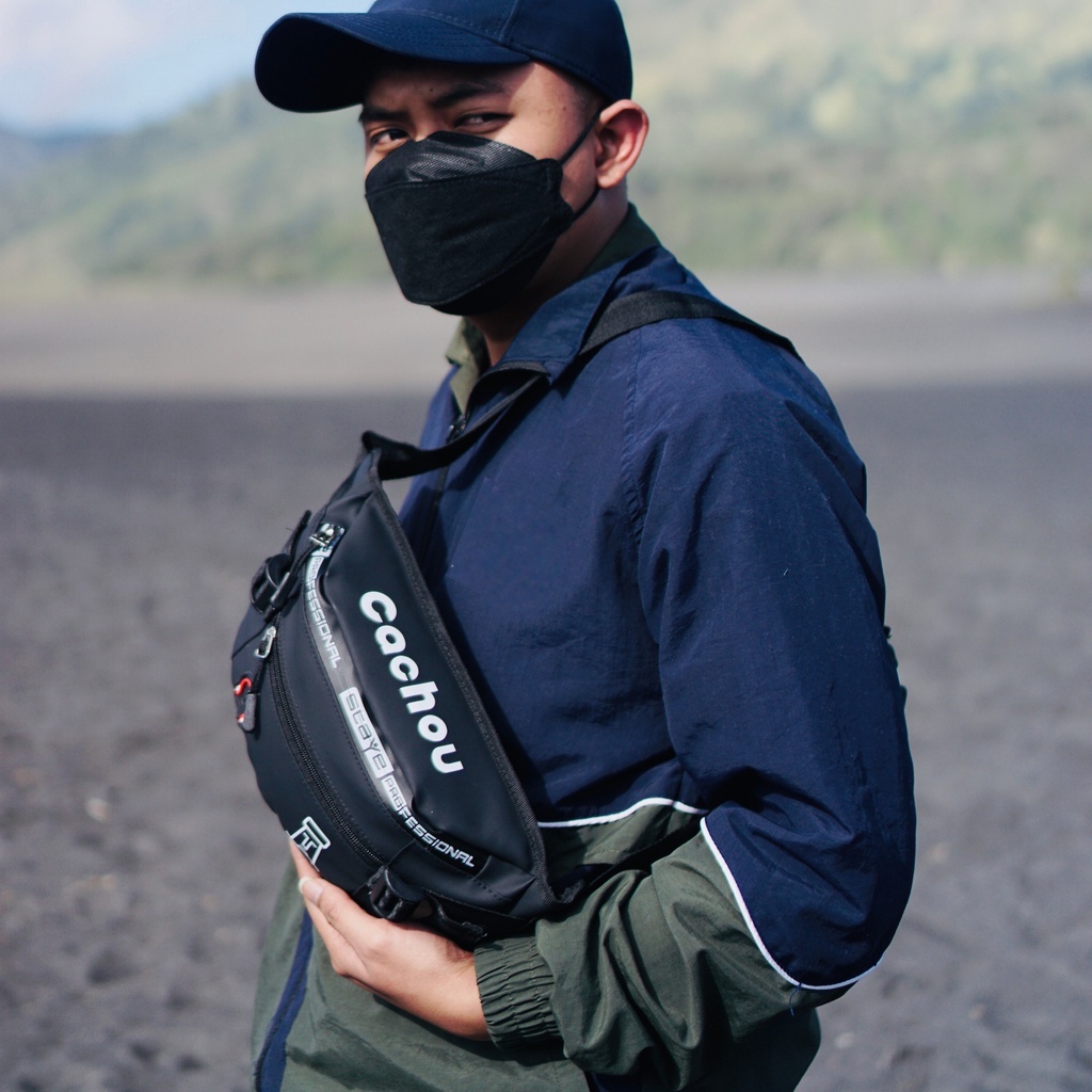 Cachou Tas Selempang Pria Mvd Anti Air Slempang Waistbag Waterproof