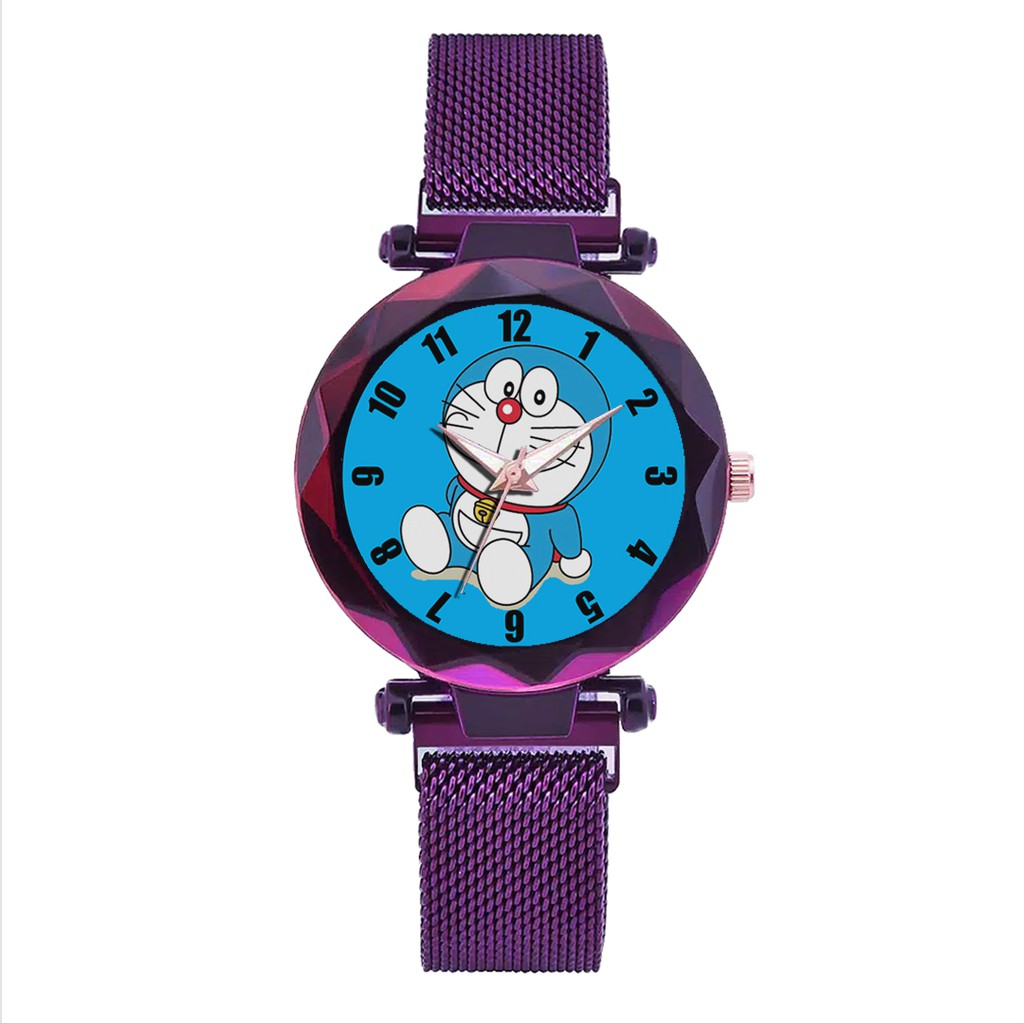 Jam Tangan Wanita Custom - DORAEMON MOTIF 1 Free Box &amp; Batre Cadangan