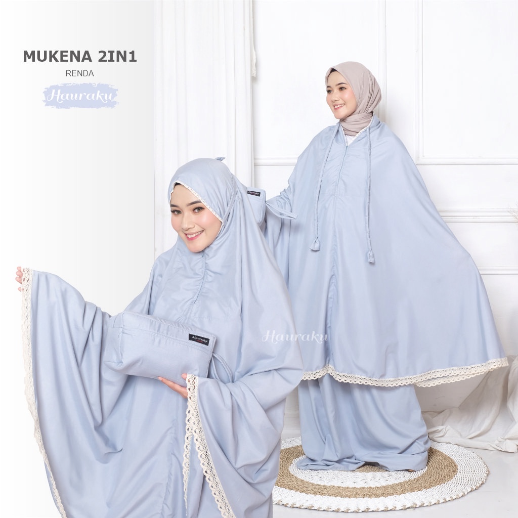 Mukena Traveling 2 in 1 Dewasa Pouch Ponco Katun Premium