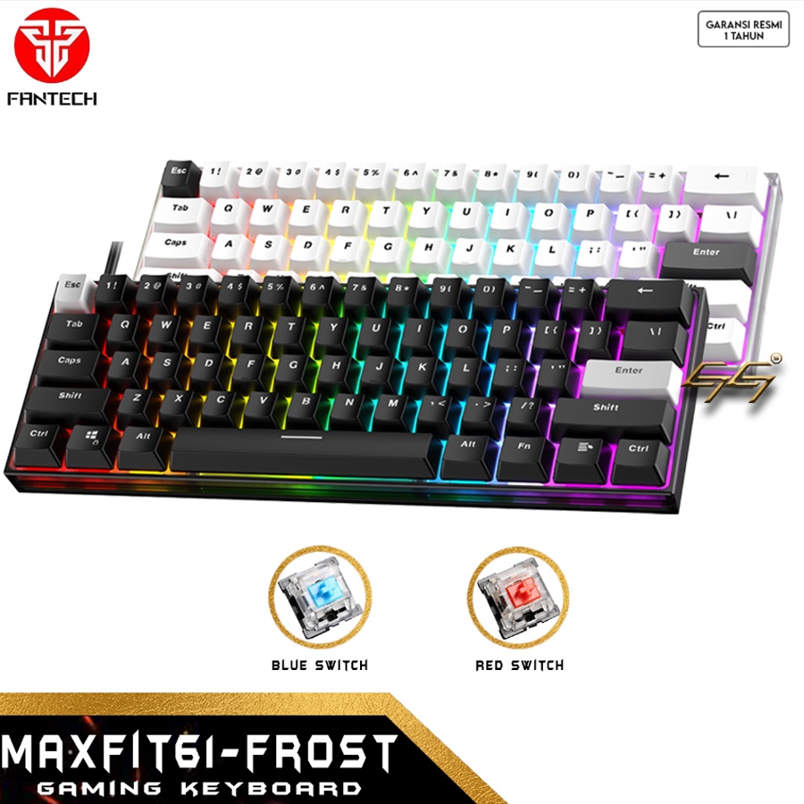 Keyboard Gaming Mechanical RGB Hotswap Fantech MAXFIT61 FROST MK857 FROST RGB Hotswapable Mechanical Gaming Keyboard