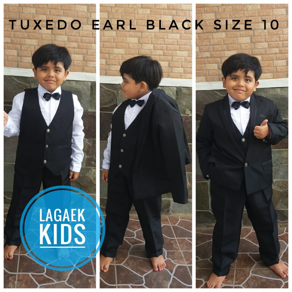 Setelan Jas Anak Laki HITAM Usia 1 2 Tahun Premium 8in1 - Set Jas Pesta Anak Cowok Berdasi Tuxedo LENGKAP