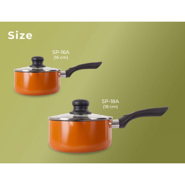 MIYAKO SAUCE PAN SP 18 A SP18A SP-18A PANCI MASAK TUTUP KACA 18 CM