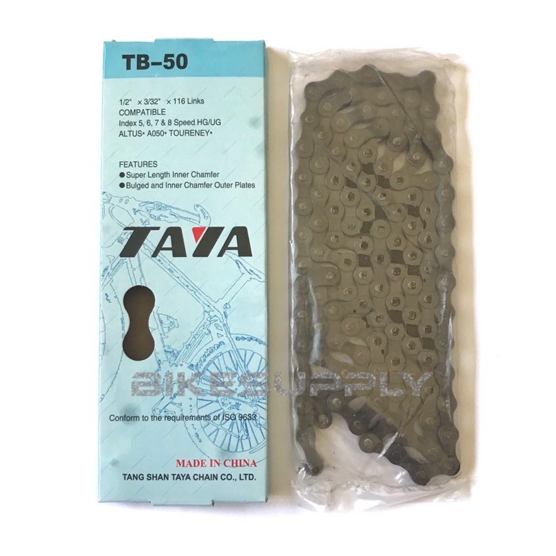 Rantai / Chain Sepeda Merk Taya TB-50 5 6 7 8 Speed Warna Black Hitam 116 Links HG UG (TB50)