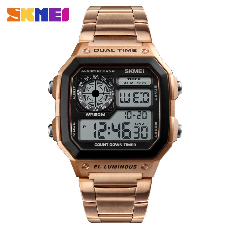 SKMEI 1335 Jam Tangan Pria Wanita Digital Tali Stainless Anti Air WATCHKITE WKOS