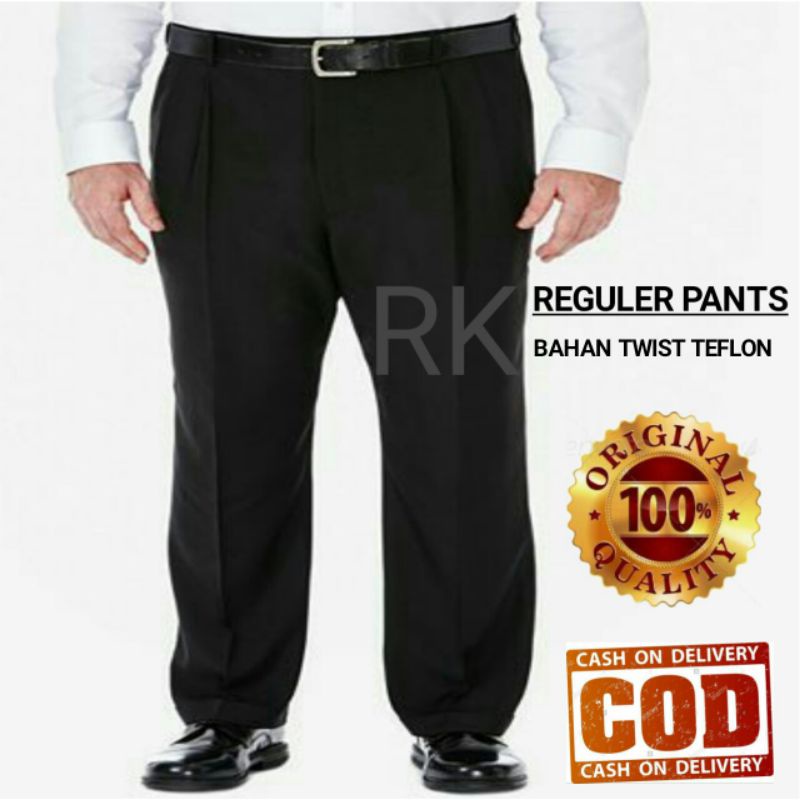 CELANA PRIA PANJANG STANDAR REGULER NORMAL BAHAN DASAR KAIN TISU TWIST TEFLON FORMAL KANTORAN CELANA