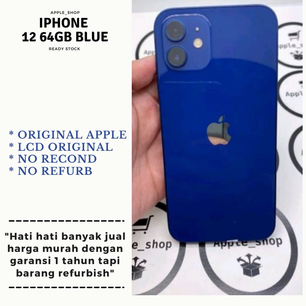 Iphone 12 64gb Blue Lcd Original Mulus Original Bukan Refurbish / Rekondisi