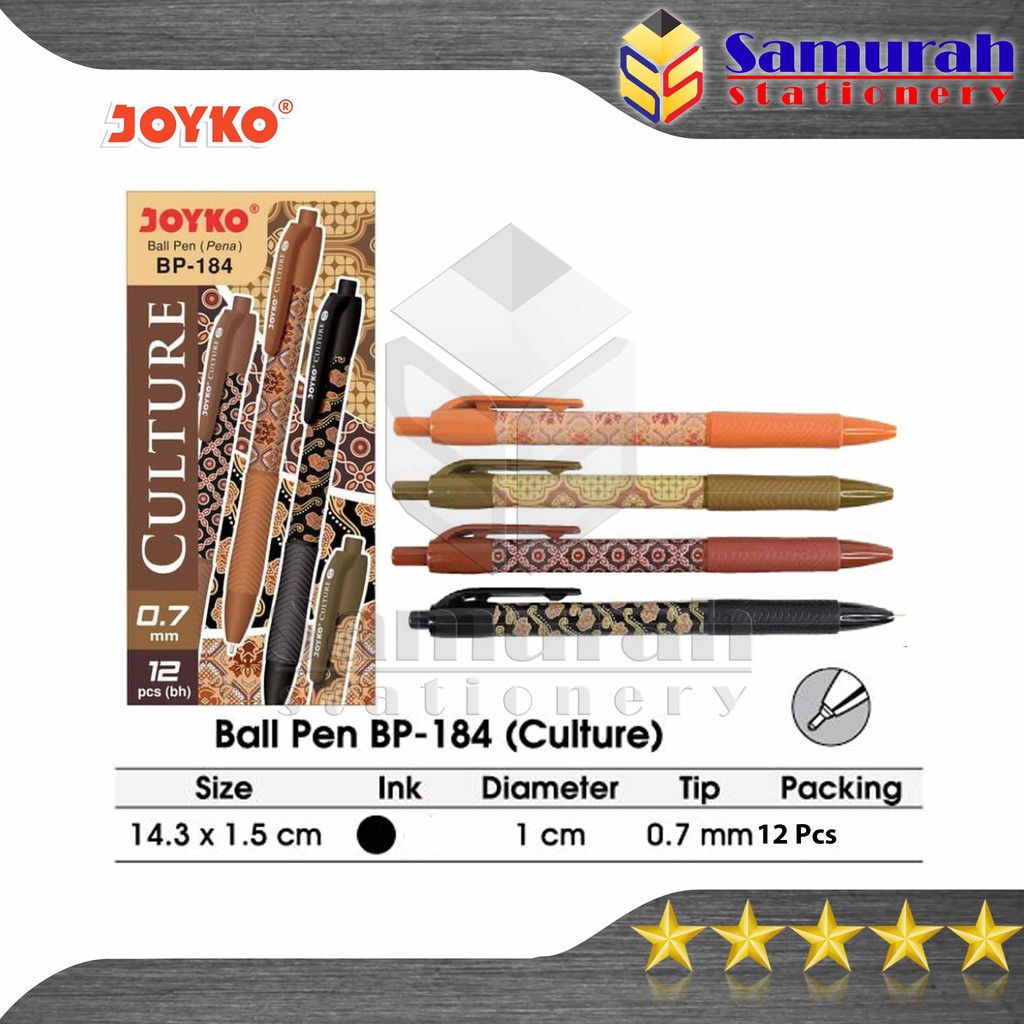 

ATK9 Pulpen Joyko Culture Batik BP 184 / Ball Pen BP-184 Hitam Batik 0.7 mm / Ballpen Cetek