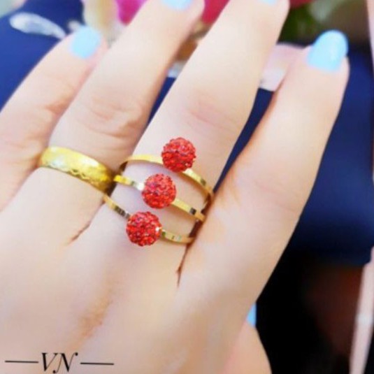 Titanium Cincin Mata 3 Warna Merah HY123