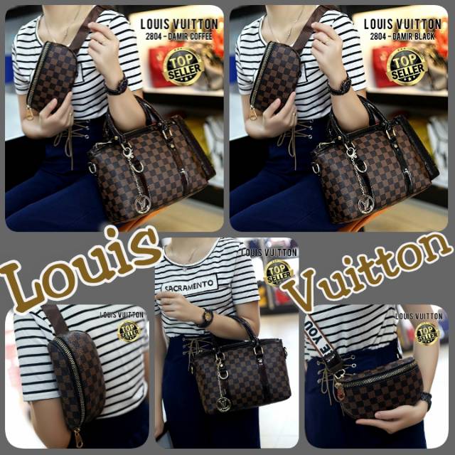 *New Louis Vuitton Bag Febly 2in1 set tas pinggang Multifungsi (2tali)*
