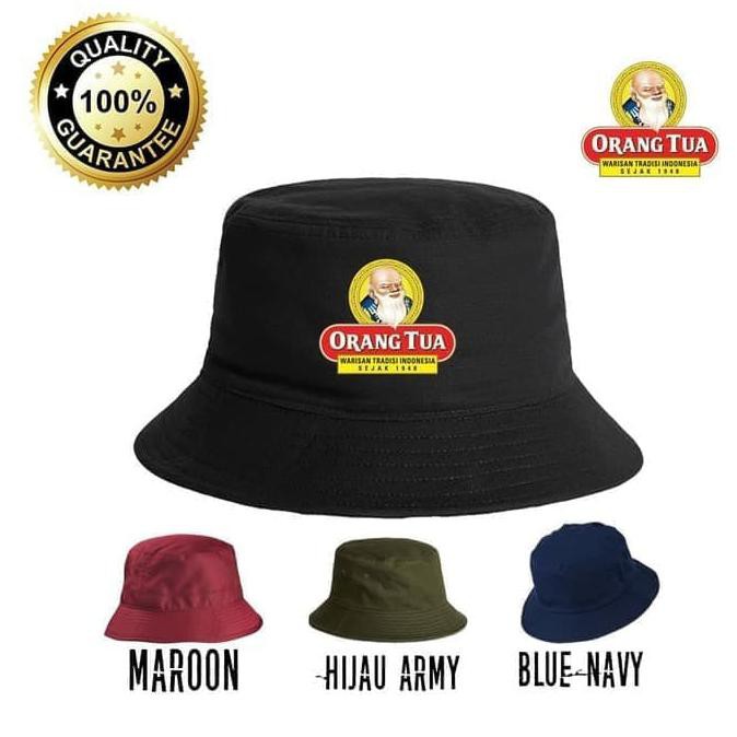 Topi BUCKET polos custom EMAS GOLD ORANG TUA indonesia pria wanita Pria Wanita Unisex MFS Design