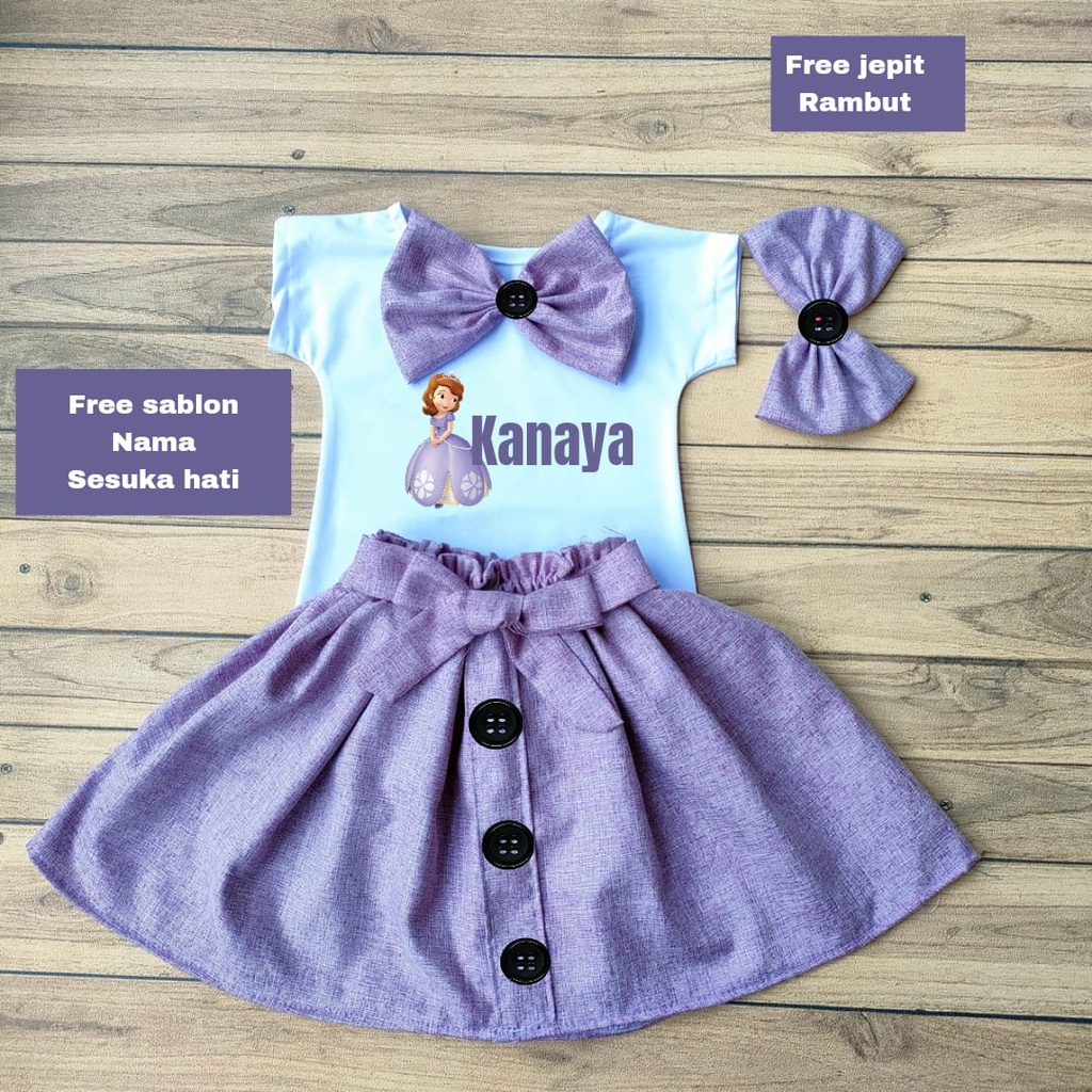 SETELAN ROK ANAK (set marsya) bisa custom nama