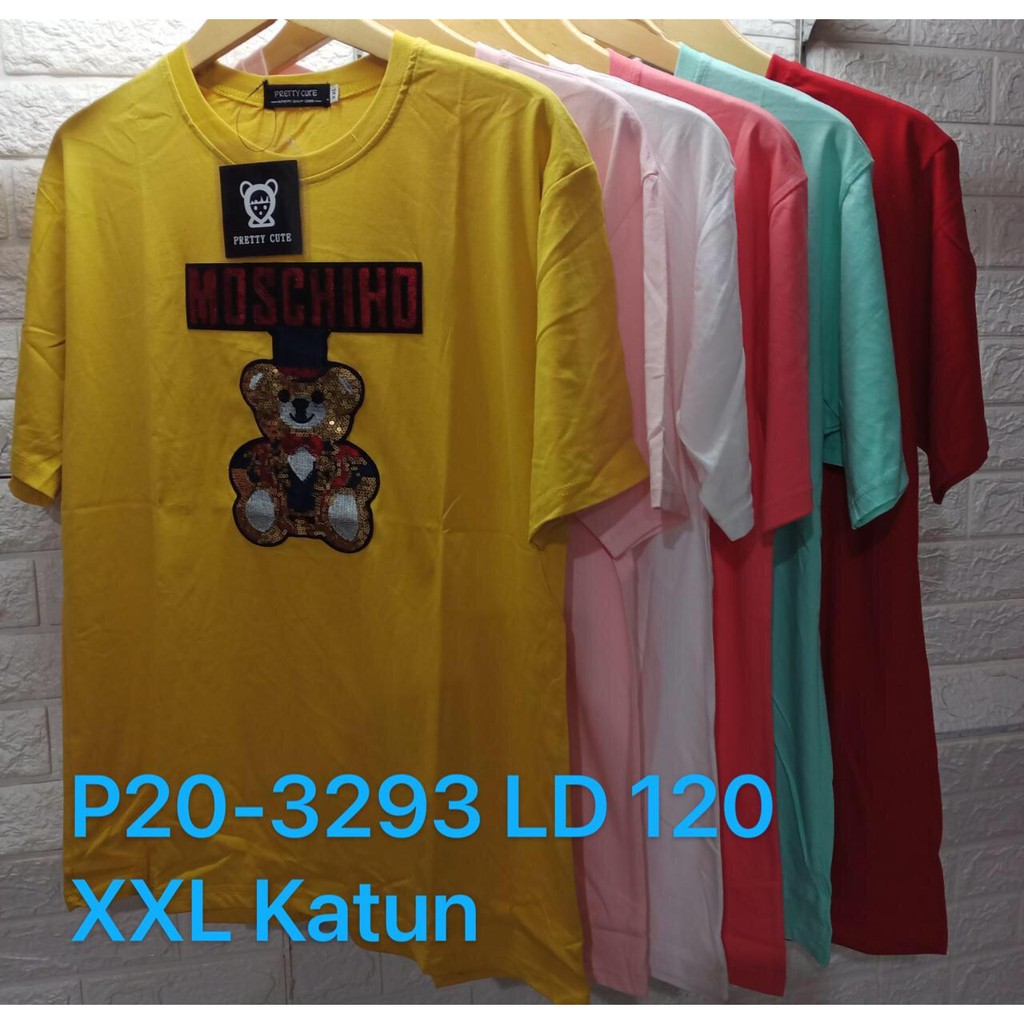 TERMURAH KAOS PENDEK JUMBO KATUN FULL BORDIR LD 110 &amp; 120 CM / BAJU PENDEK IMPORT