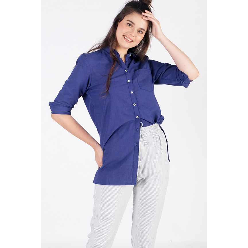 Ninety Degrees Kemeja Wanita Chloe Blue 24599D9BL