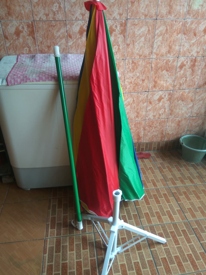 Payung Tenda Pantai 220cm Pelangi Double (2 Lapis/ 2 Layer/  2 Helai) Anti-uv.