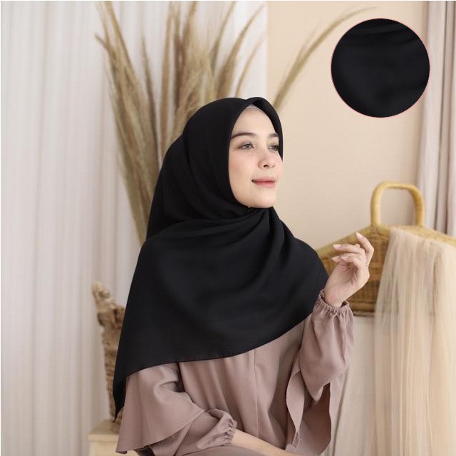 Hijab Segiempat Polycotton 115 x 115 Warna Part 1 Bella Square-BLACK