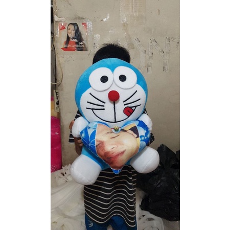 Boneka Doraemon Love Ukir Nama/ Foto 40CM Kado Unik Proses Cepat