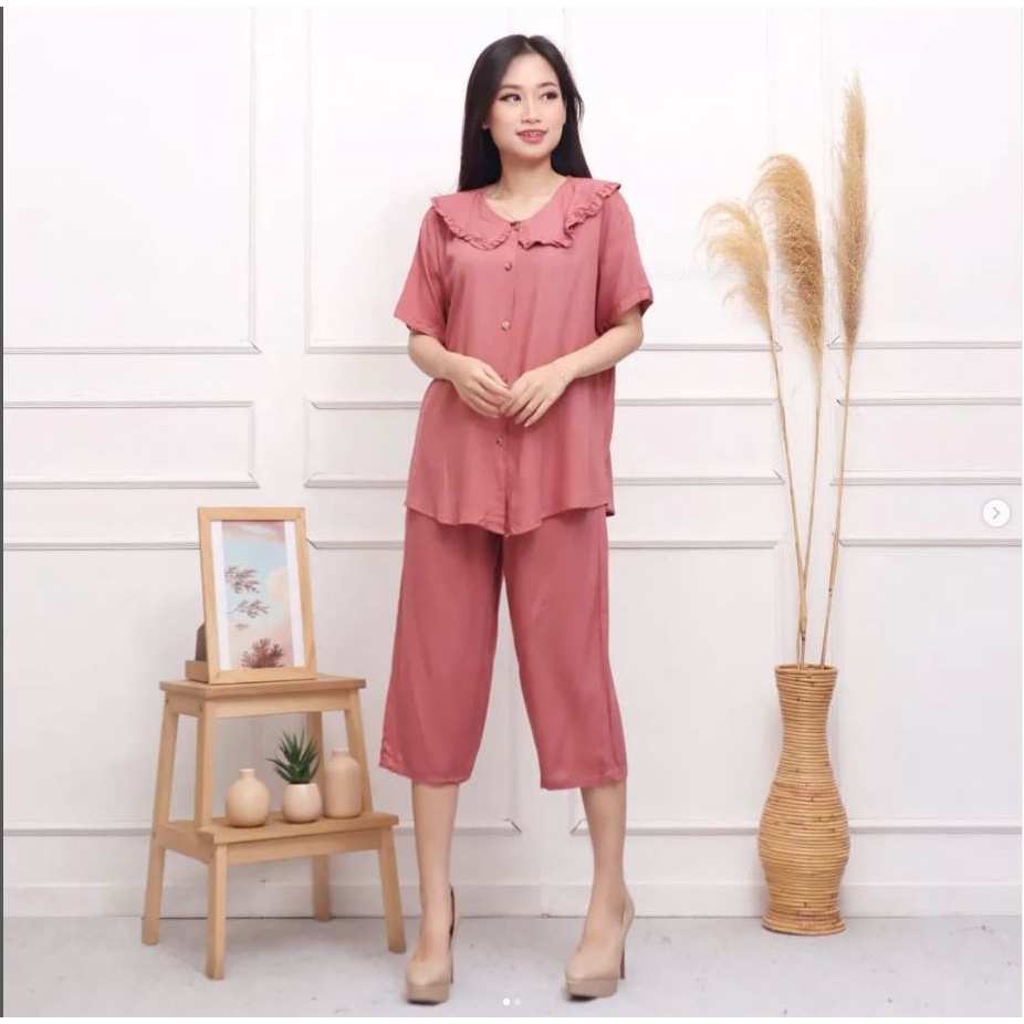 COD Setelan Wanita Kekinian Import / One set Rayon premium / Setelan Korean style / setelan wanita premium / setelan lebaran / botega set premium / setelan wanita premium import  / setelan wanita celana selutut / busui friendly